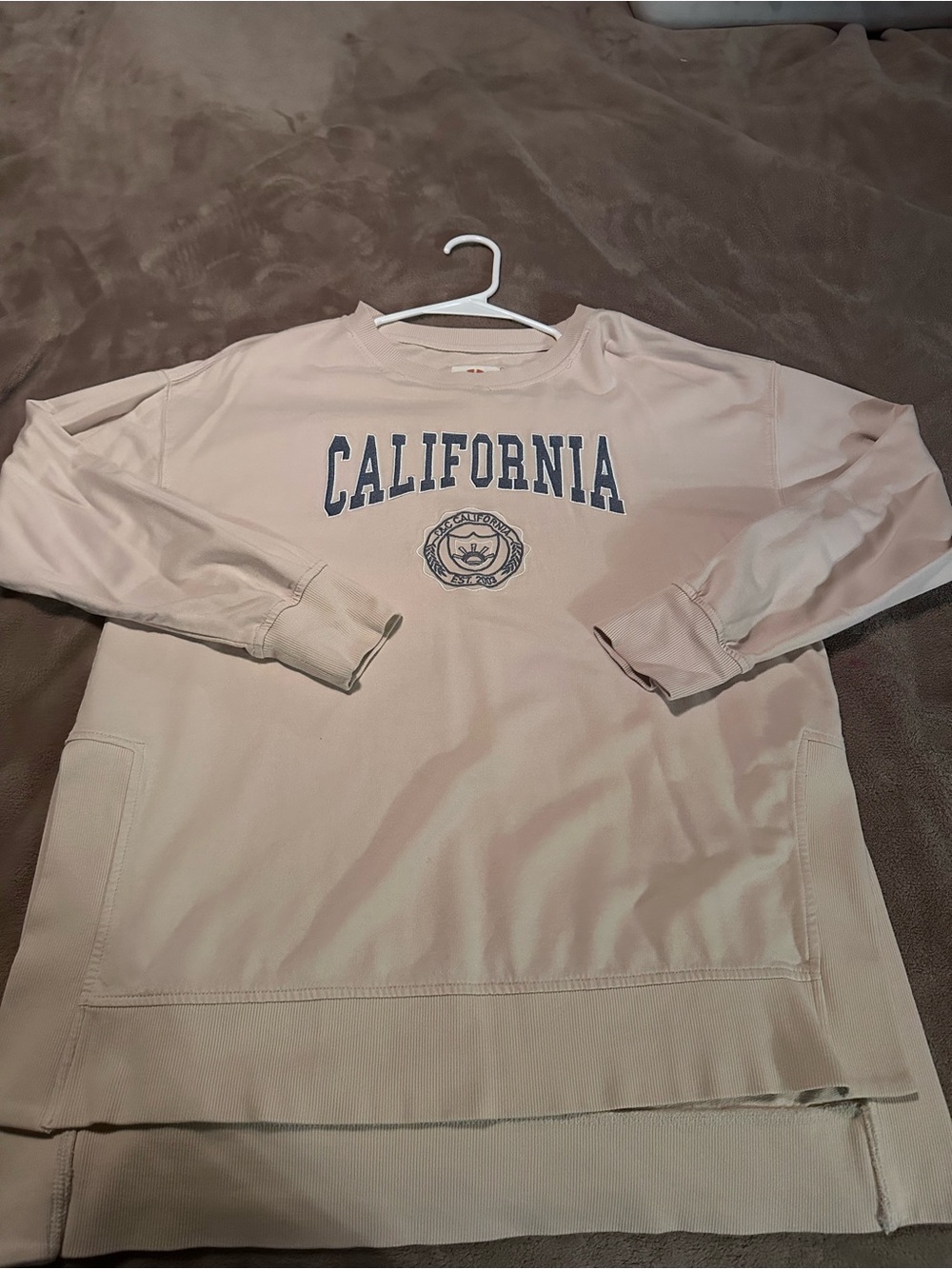 C&C California Crewneck Sweatshirt in Light Pink with Navy Logo